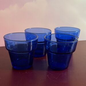 Vintage Anchor Hocking cobalt blue glass votive candle holders or small flower